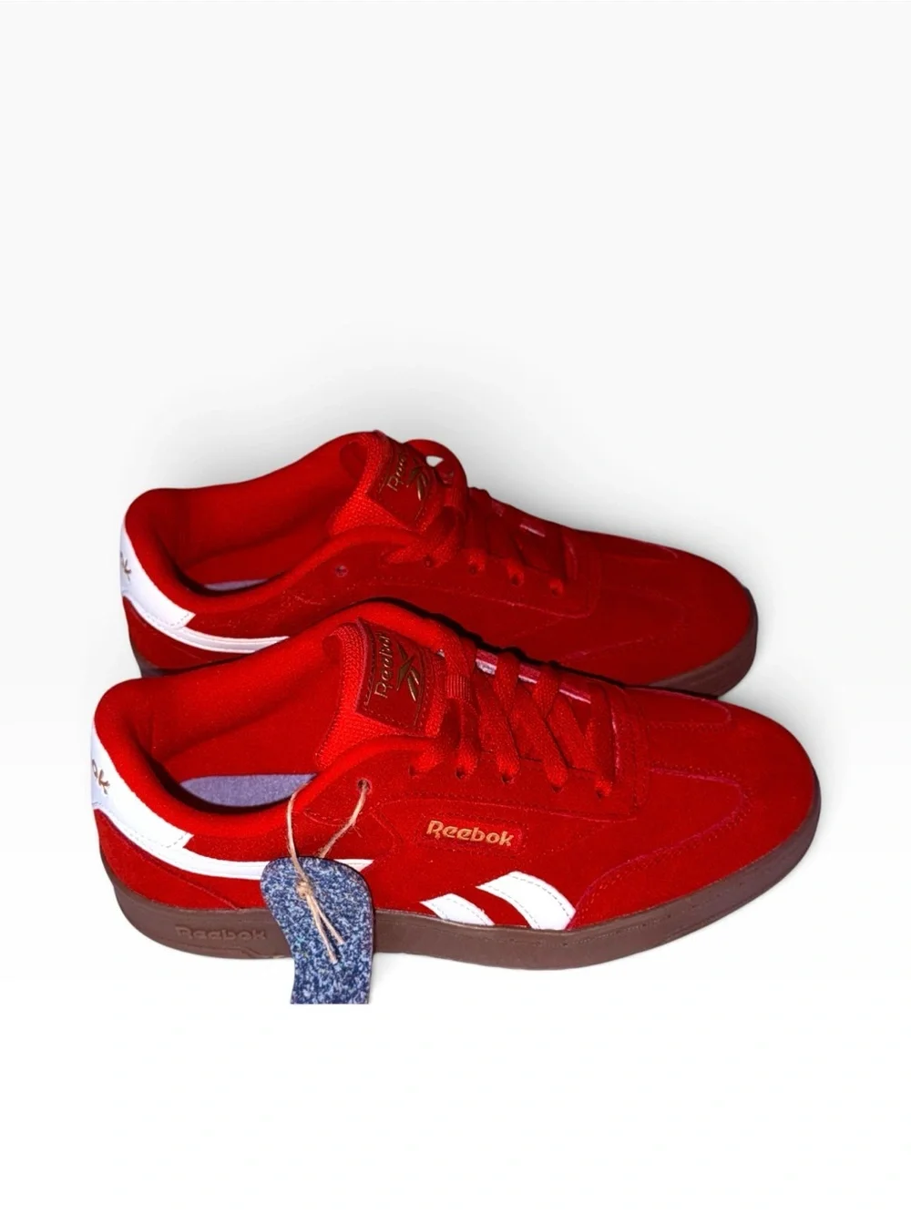 Reebok Women's Red Low-Top Sneakers with White Stripes